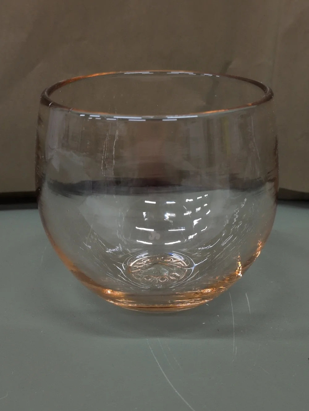 Glassybaby Votive Holder Clear The Hint Of Orange / Peach Tone.